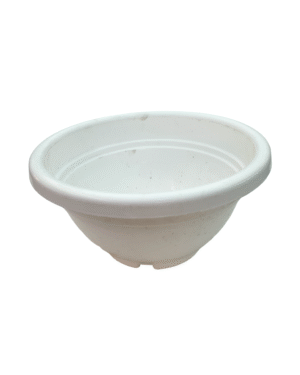 Broad plastic pot- White