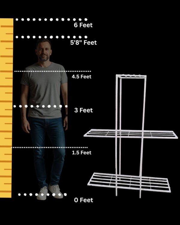 Size comparison chart for the plant stand