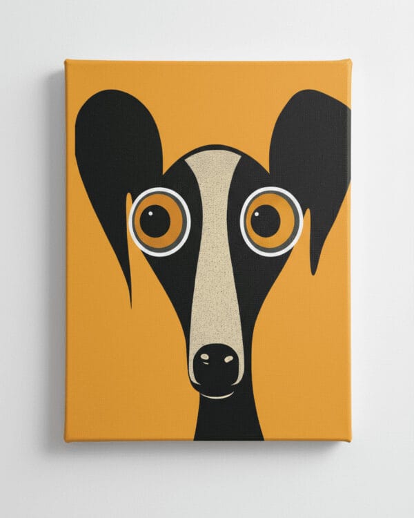Curious Canine: Mid-Century Whippet Portrait Canvas
