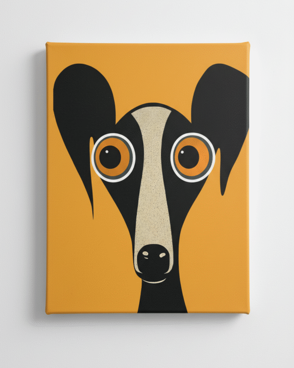 Curious Canine: Mid-Century Whippet Portrait Canvas