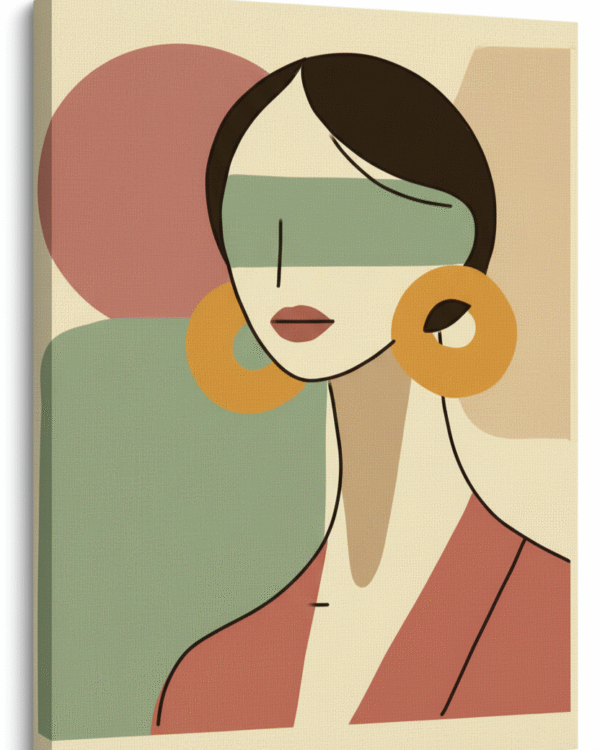 Earthen Muse: Geometric Portrait Canvas Art
