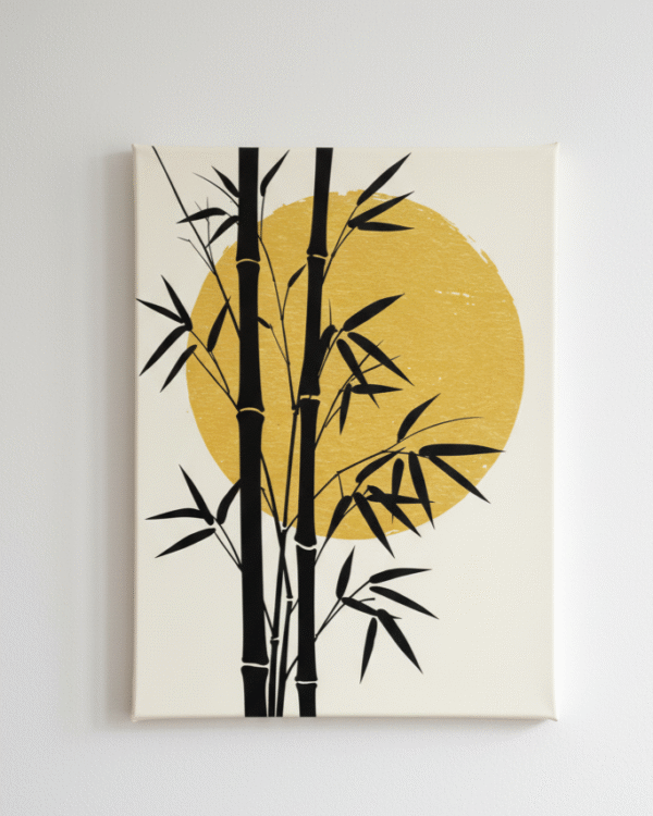 Golden Zen: Bamboo Silhouette Canvas Art