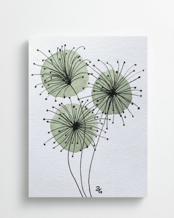 Sage Whispers: Modern Dandelion Canvas Art