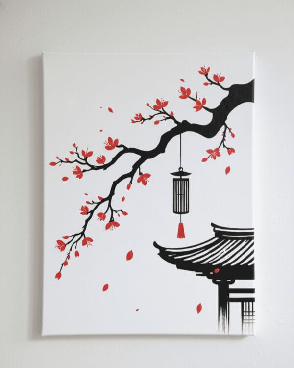 Red Blossom Zen Canvas Art