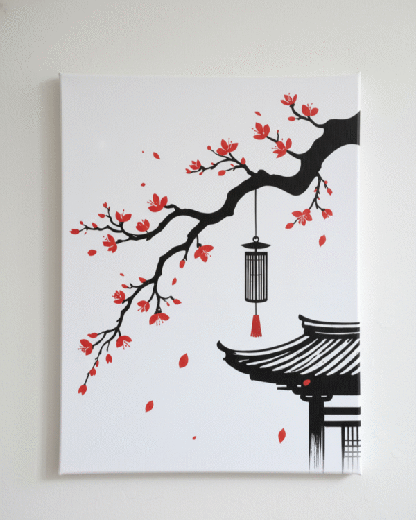 Red Blossom Zen Canvas Art