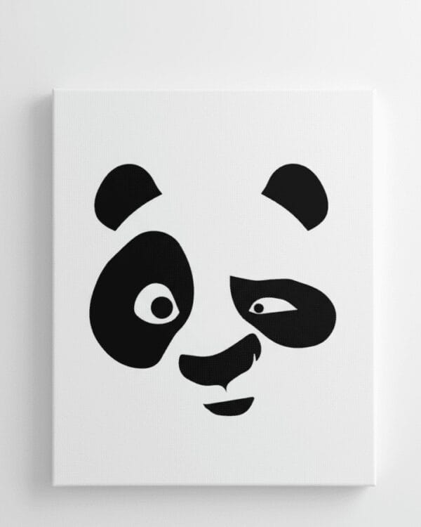 Cheeky Panda: Minimalist Monochrome Canvas Art