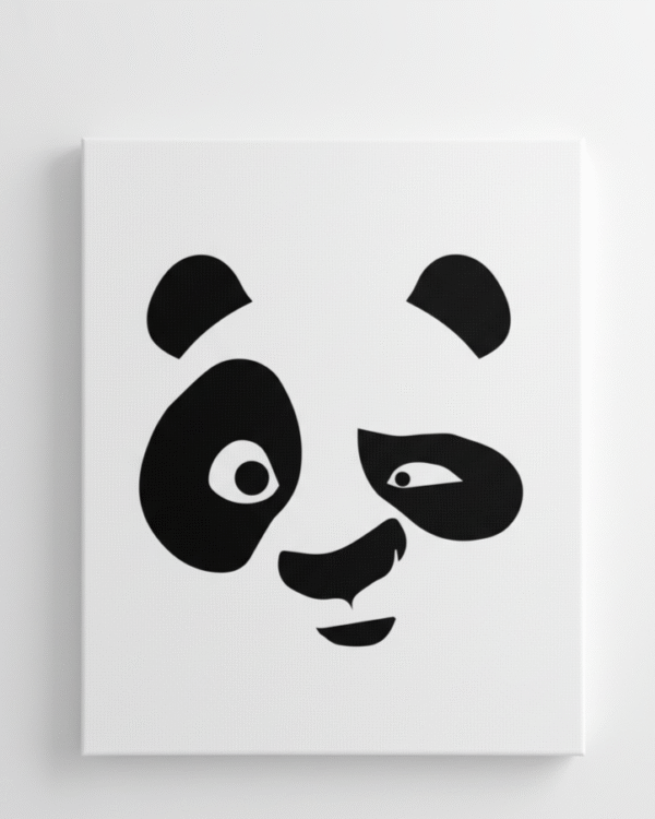 Cheeky Panda: Minimalist Monochrome Canvas Art